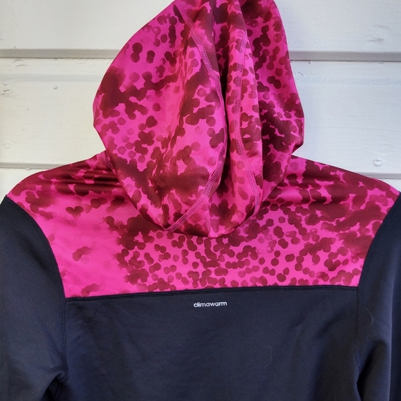 Adidas Climawarm Pullover Hoodie Black And  Pink Size Small - Picture 2 of 15